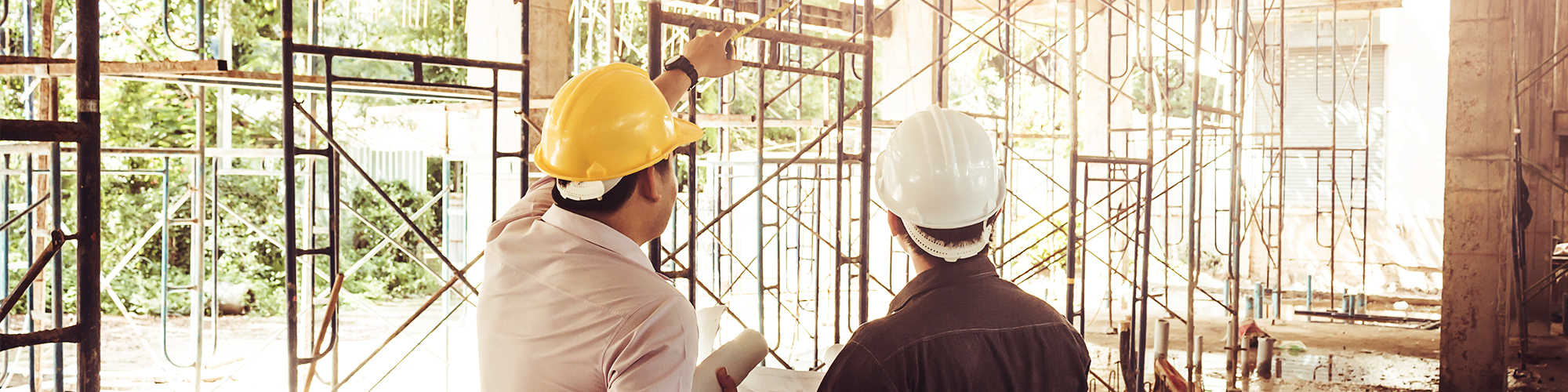 Workers Under Scaffolding